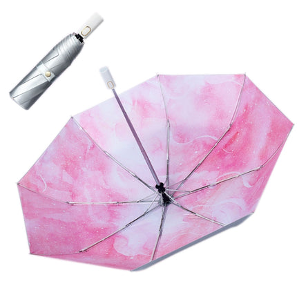Illustrator Tri-Folding Umbrella Titanium Silver Glue Anti-Ultraviolet Folding Umbrella(Automatic Half Summer)-garmade.com
