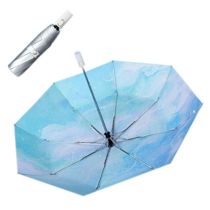 Illustrator Tri-Folding Umbrella Titanium Silver Glue Anti-Ultraviolet Folding Umbrella(Automatic Glazed)-garmade.com