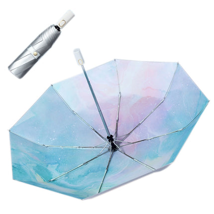 Illustrator Tri-Folding Umbrella Titanium Silver Glue Anti-Ultraviolet Folding Umbrella(Automatic Star Dream)-garmade.com