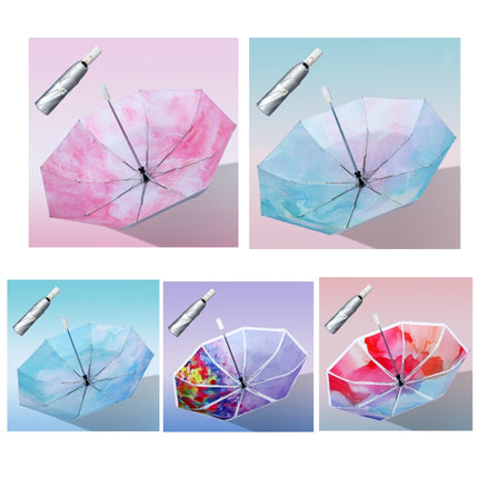 Illustrator Tri-Folding Umbrella Titanium Silver Glue Anti-Ultraviolet Folding Umbrella(Automatic Star Dream)-garmade.com
