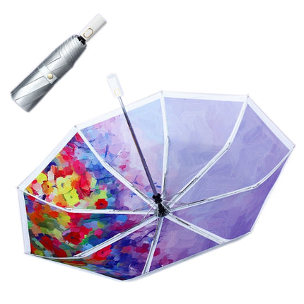 Illustrator Tri-Folding Umbrella Titanium Silver Glue Anti-Ultraviolet Folding Umbrella(Automatic Yan Ran)-garmade.com