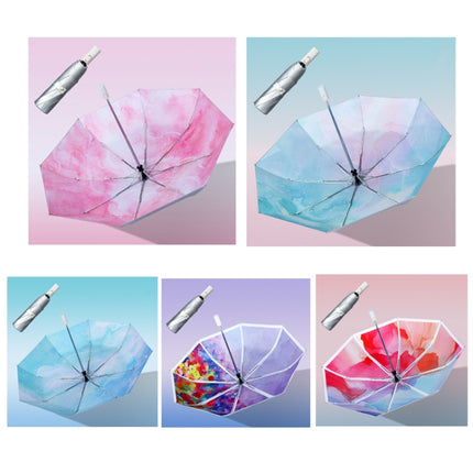 Illustrator Tri-Folding Umbrella Titanium Silver Glue Anti-Ultraviolet Folding Umbrella(Automatic Halo)-garmade.com