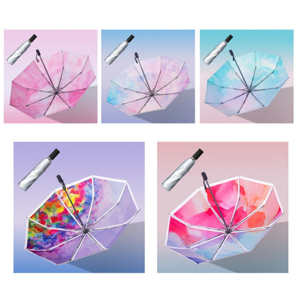 Illustrator Tri-Folding Umbrella Titanium Silver Glue Anti-Ultraviolet Folding Umbrella(Manual Cloud)-garmade.com