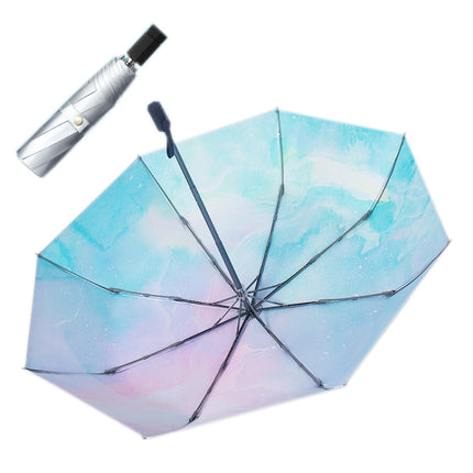 Illustrator Tri-Folding Umbrella Titanium Silver Glue Anti-Ultraviolet Folding Umbrella(Manual Star Dream)-garmade.com