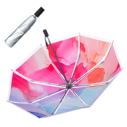 Illustrator Tri-Folding Umbrella Titanium Silver Glue Anti-Ultraviolet Folding Umbrella(Manual Halo)-garmade.com