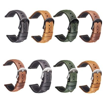 Smart Quick Release Watch Strap Crazy Horse Leather Retro Strap For Samsung Huawei,Size: 20mm (Dark Brown Black Buckle)-garmade.com