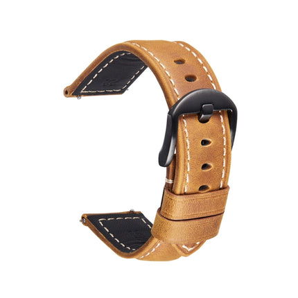 Smart Quick Release Watch Strap Crazy Horse Leather Retro Strap For Samsung Huawei,Size: 20mm (Light Brown Black Buckle)-garmade.com