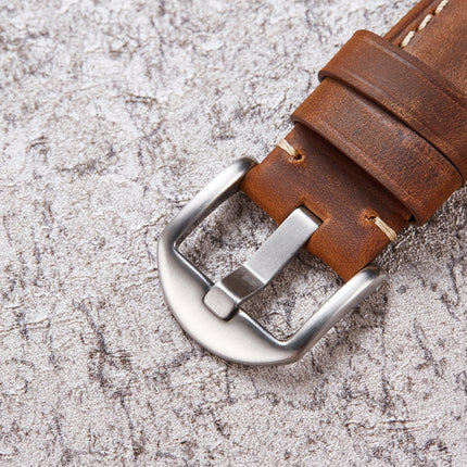 Smart Quick Release Watch Strap Crazy Horse Leather Retro Strap For Samsung Huawei,Size: 20mm (Light Brown Silver Buckle)-garmade.com
