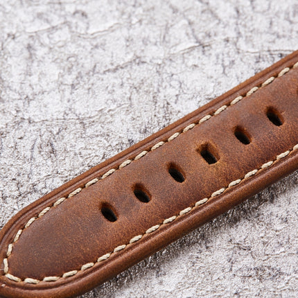 Smart Quick Release Watch Strap Crazy Horse Leather Retro Strap For Samsung Huawei,Size: 22mm (Light Brown Silver Buckle)-garmade.com