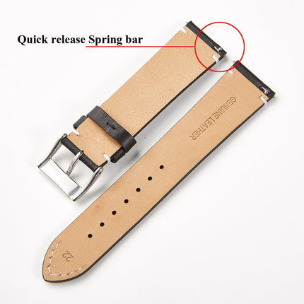 First Layer Retro Cowhide Frosted Bottom Leather Quick Release Ultra-Thin Universal Watch Strap, Size： 16mm(Khaki)-garmade.com