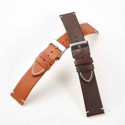 First Layer Retro Cowhide Frosted Bottom Leather Quick Release Ultra-Thin Universal Watch Strap, Size： 16mm(Khaki)-garmade.com