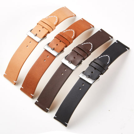 First Layer Retro Cowhide Frosted Bottom Leather Quick Release Ultra-Thin Universal Watch Strap, Size： 16mm(Khaki)-garmade.com