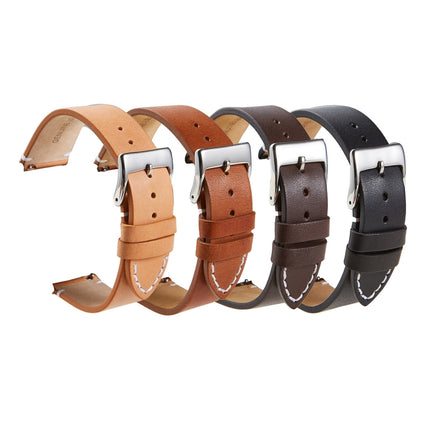 First Layer Retro Cowhide Frosted Bottom Leather Quick Release Ultra-Thin Universal Watch Strap, Size： 18mm(Khaki)-garmade.com