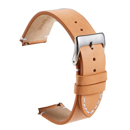 First Layer Retro Cowhide Frosted Bottom Leather Quick Release Ultra-Thin Universal Watch Strap, Size： 20mm(Khaki)-garmade.com