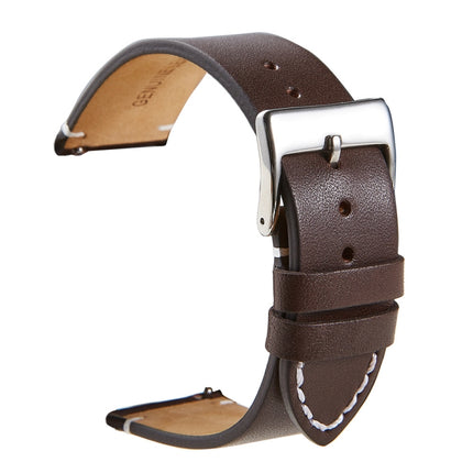 First Layer Retro Cowhide Frosted Bottom Leather Quick Release Ultra-Thin Universal Watch Strap, Size： 20mm(Deep Brown)-garmade.com