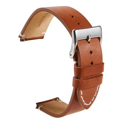 First Layer Retro Cowhide Frosted Bottom Leather Quick Release Ultra-Thin Universal Watch Strap, Size： 22mm(Light Brown)-garmade.com