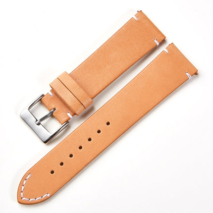 First Layer Retro Cowhide Frosted Bottom Leather Quick Release Ultra-Thin Universal Watch Strap, Size： 22mm(Khaki)-garmade.com