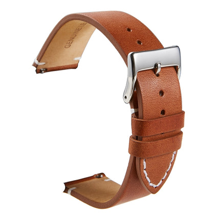 First Layer Retro Cowhide Frosted Bottom Leather Quick Release Ultra-Thin Universal Watch Strap, Size： 24mm(Light Brown)-garmade.com