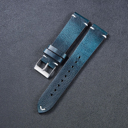 HB001 Color-Changing Retro Oil Wax Leather Ultra-Thin Universal Watch Strap, Size: 18mm(Blue)-garmade.com