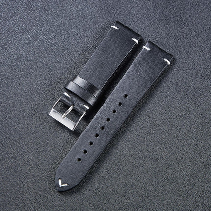 HB001 Color-Changing Retro Oil Wax Leather Ultra-Thin Universal Watch Strap, Size: 18mm(Black)-garmade.com