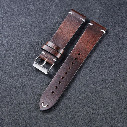 HB001 Color-Changing Retro Oil Wax Leather Ultra-Thin Universal Watch Strap, Size: 18mm(Deep Brown)-garmade.com