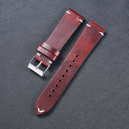 HB001 Color-Changing Retro Oil Wax Leather Ultra-Thin Universal Watch Strap, Size: 18mm(Wine Red)-garmade.com