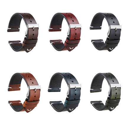 HB001 Color-Changing Retro Oil Wax Leather Ultra-Thin Universal Watch Strap, Size: 18mm(Wine Red)-garmade.com