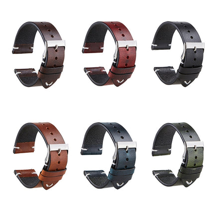 HB001 Color-Changing Retro Oil Wax Leather Ultra-Thin Universal Watch Strap, Size: 18mm(Deep Brown)-garmade.com