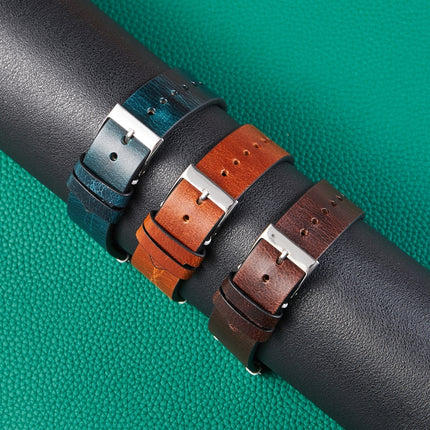 HB001 Color-Changing Retro Oil Wax Leather Ultra-Thin Universal Watch Strap, Size: 18mm(Deep Brown)-garmade.com