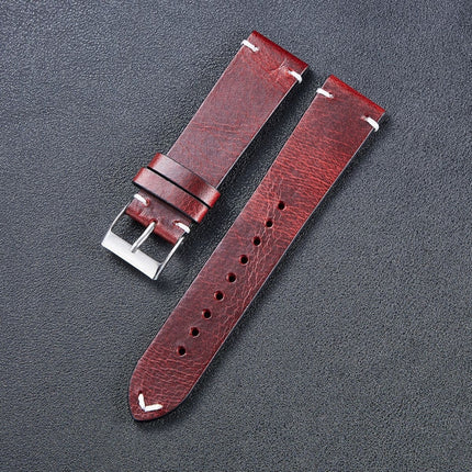 HB001 Color-Changing Retro Oil Wax Leather Ultra-Thin Universal Watch Strap, Size: 22mm(Wine Red)-garmade.com