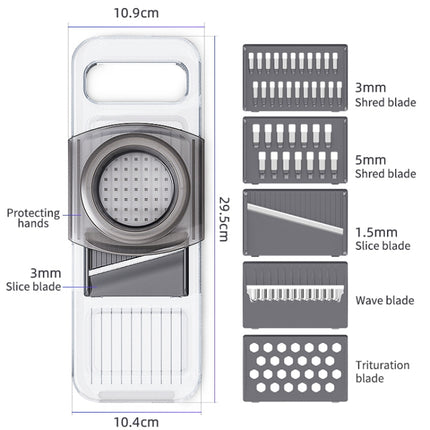 Multi-Function Slicker Kitchen Gadget Potato Slice Grater, Colour: Six Knives Gray-garmade.com