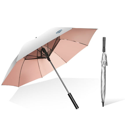9033 Sun and Rain Dual-purpose Umbrella Multi-function Fan Titanium Silver Glue Sunscreen and UV Protection Long Handle Umbrella(Pink)-garmade.com