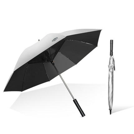 9033 Sun and Rain Dual-purpose Umbrella Multi-function Fan Titanium Silver Glue Sunscreen and UV Protection Long Handle Umbrella(Black)-garmade.com