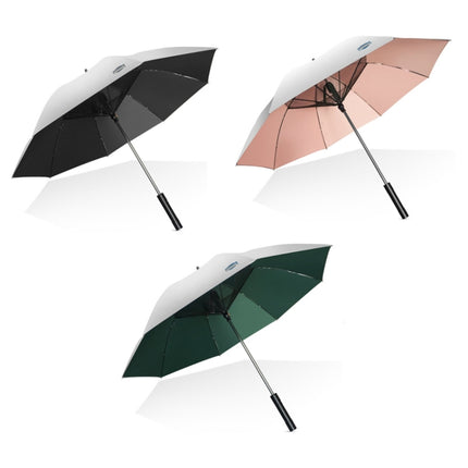 9033 Sun and Rain Dual-purpose Umbrella Multi-function Fan Titanium Silver Glue Sunscreen and UV Protection Long Handle Umbrella(Ink Green)-garmade.com