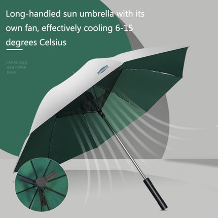9033 Sun and Rain Dual-purpose Umbrella Multi-function Fan Titanium Silver Glue Sunscreen and UV Protection Long Handle Umbrella(Black)-garmade.com
