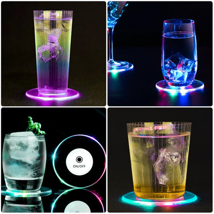 3 PCS LED Flashing Coaster Bar KTV Cocktail Base Light Luminous Coaster(Round Color Light)-garmade.com