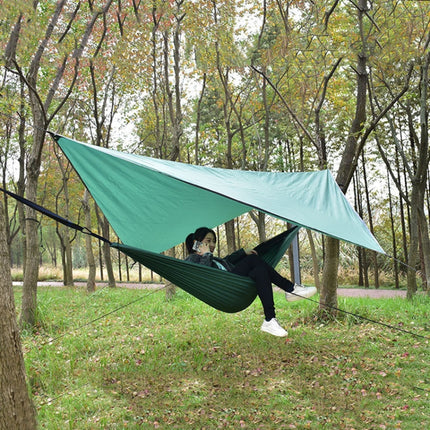 Outdoor Camping Sunshade + Anti-Mosquito Hammock Set Parachute Fabric Net Yarn Anti-Mosquito Hammock(Ink Green)-garmade.com