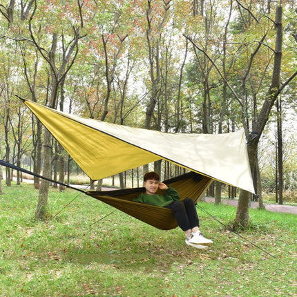 Outdoor Camping Sunshade + Anti-Mosquito Hammock Set Parachute Fabric Net Yarn Anti-Mosquito Hammock(Camel)-garmade.com