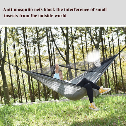 Outdoor Camping Sunshade + Anti-Mosquito Hammock Set Parachute Fabric Net Yarn Anti-Mosquito Hammock(Gray)-garmade.com