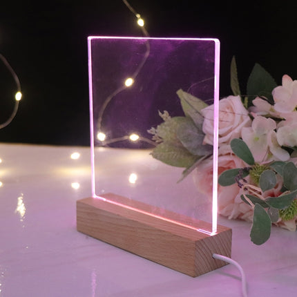 3D LED Blank Unengraved Acrylic Beech Base Night Light(Pink Light)-garmade.com