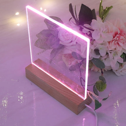 3D LED Blank Unengraved Acrylic Beech Base Night Light(Pink Light)-garmade.com