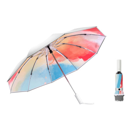 3021 Automatic Rain And Sun Dual-Purpose Umbrella Sun-Proof And Anti-Rebound Folding Umbrella(Light Orange)-garmade.com