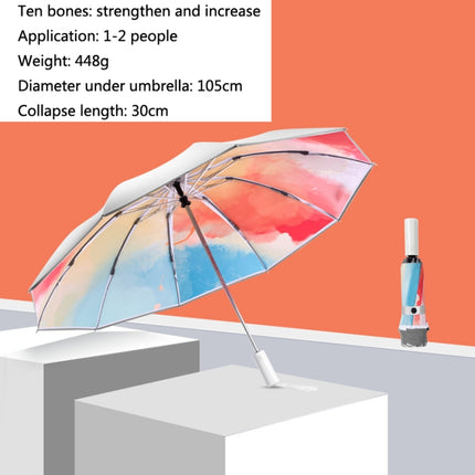 3021 Automatic Rain And Sun Dual-Purpose Umbrella Sun-Proof And Anti-Rebound Folding Umbrella(Light Orange)-garmade.com