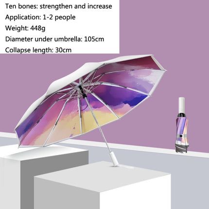 3021 Automatic Rain And Sun Dual-Purpose Umbrella Sun-Proof And Anti-Rebound Folding Umbrella(Illusion Purple)-garmade.com