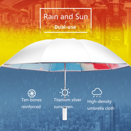 3021 Automatic Rain And Sun Dual-Purpose Umbrella Sun-Proof And Anti-Rebound Folding Umbrella(Light Orange)-garmade.com