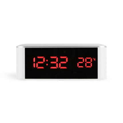 Home LED Mirror Multifunction Electronic Clock Mirror Clock Household Thermometer(Red Word)-garmade.com