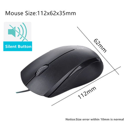 Rapoo N1600 1000 DPI 3 Keys Office Business Silent Wired Mouse, Cable Length: 1.5m(Black)-garmade.com