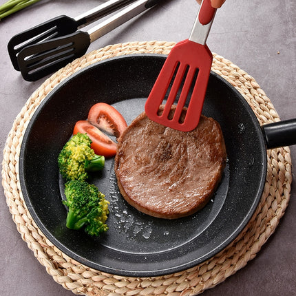 Stainless Steel Silicone Food Spatula Food Clip Barbecue Steak Clip Barbecue Baking Tool, Size: 9 Inch (Random Color Delivery)-garmade.com