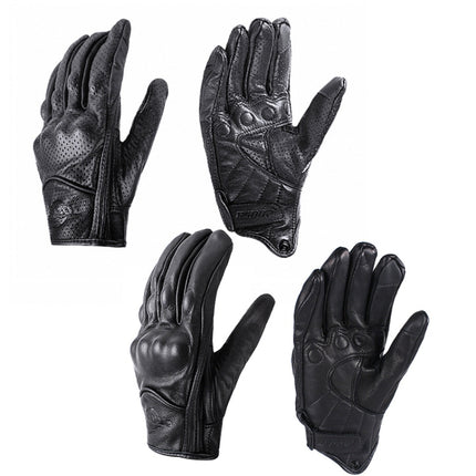 BSDDP A0102 Leather Full Finger Locomotive Gloves Racing Anti-Fall Breathable Touch Screen Gloves, Size: M(Breathable)-garmade.com