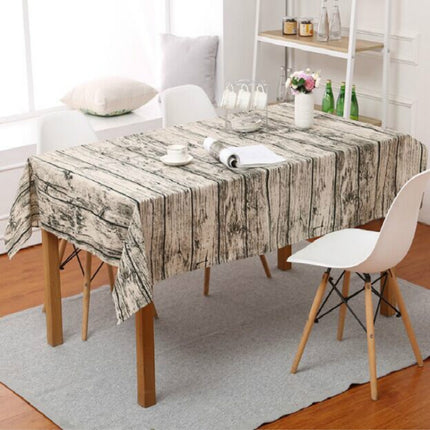 Imitation Bark Cotton Linen Tablecloth, Size:100x140cm(Wood Grain)-garmade.com